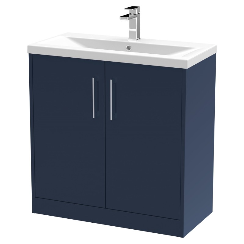 Juno 800mm Floor Standing 2 Door Vanity With Mid-Edge Ceramic Basin - Midnight Blue Juno 800mm Floor Standing 2 Door Vanity With Mid-Edge Ceramic Basin - Midnight Blue