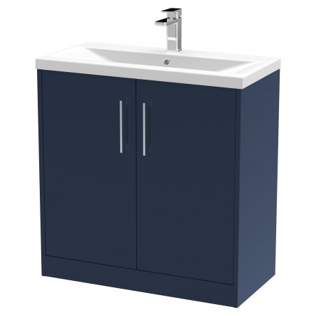 Juno 800mm Floor Standing 2 Door Vanity With Mid-Edge Ceramic Basin - Midnight Blue