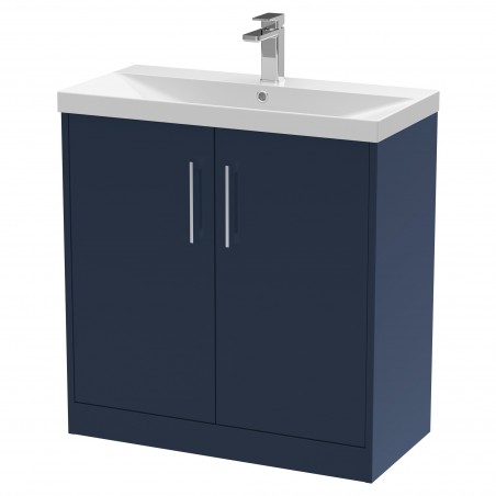 Juno 800mm Floor Standing 2 Door Vanity With Thin-Edge Ceramic Basin - Midnight Blue