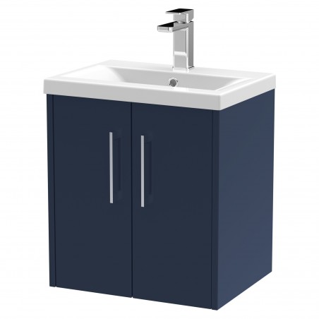 Juno 500mm Wall Hung 2 Door Vanity With Mid-Edge Ceramic Basin - Midnight Blue