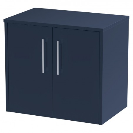 Juno 600mm Wall Hung 2 Door Vanity With Worktop - Midnight Blue