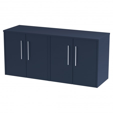 Juno 1200mm Wall Hung 4 Door Vanity With Worktop - Midnight Blue