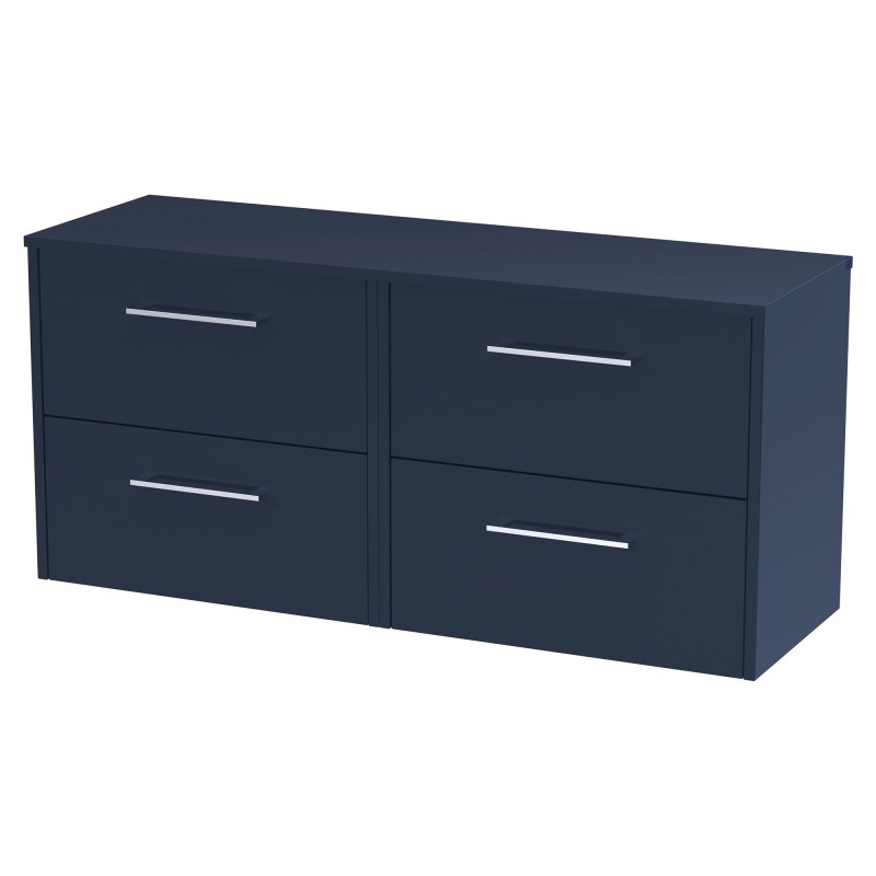 Juno 1200mm Wall Hung 4 Drawer Vanity With Worktop - Midnight Blue Juno 1200mm Wall Hung 4 Drawer Vanity With Worktop - Midnight Blue