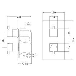 Series L Concealed Shower Valve Dual Handle - Technical Drawing