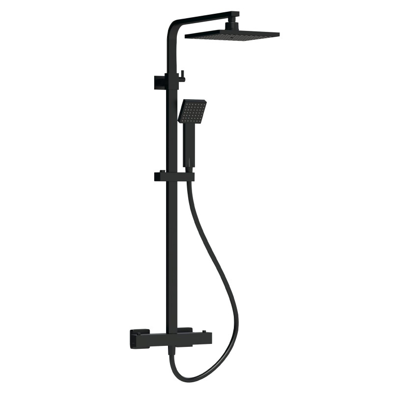 Matt Black Square Thermostatic Bar Valve & Shower Kit Matt Black Square Thermostatic Bar Valve & Shower Kit