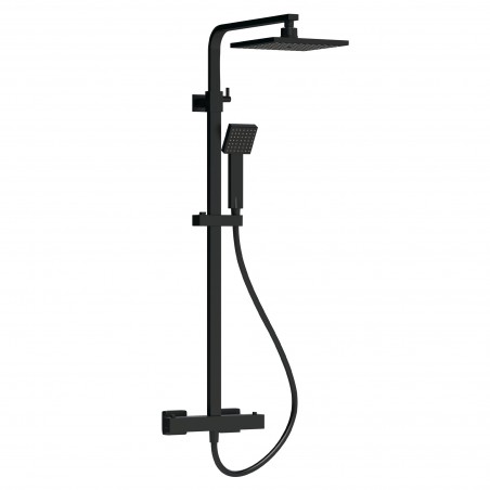 Matt Black Square Thermostatic Bar Valve & Shower Kit