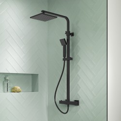 Matt Black Square Thermostatic Bar Valve & Shower Kit - Insitu