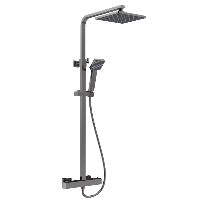 Brushed Pewter Square Thermostatic Bar Valve & Shower Kit Brushed Pewter Square Thermostatic Bar Valve & Shower Kit