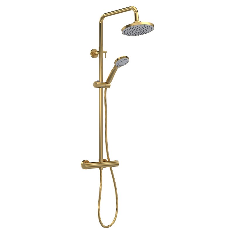 Brushed Brass Shower Kits Round Thermostatic Bar Valve & Shower Kit Brushed Brass Shower Kits Round Thermostatic Bar Valve & Shower Kit