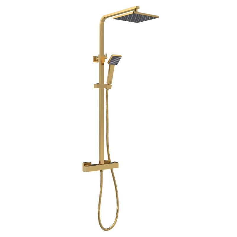 Brushed Brass Shower Kits Square Thermostatic Bar Valve & Shower Kit Brushed Brass Shower Kits Square Thermostatic Bar Valve & Shower Kit