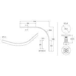 White Shower Trays Leg & Plinth Set Suitable for 1000-1200 Quad & Offset Trays - Technical Drawing
