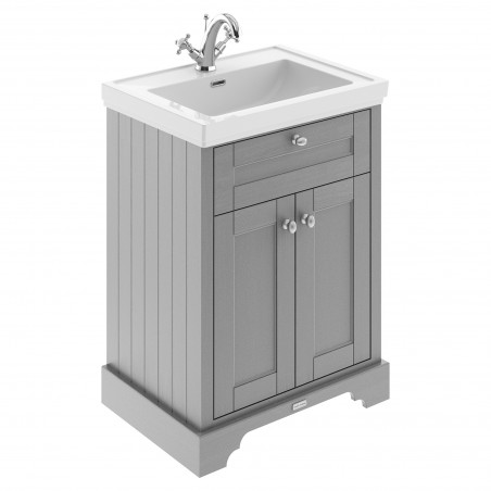 Old London 600mm Freestanding 2-Door Vanity Unit with 1-Tap Hole Fireclay Basin - Storm Grey