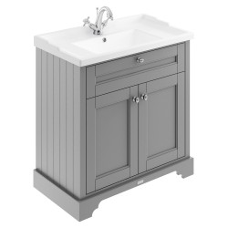 Old London 800mm 2 Door Vanity Unit and Basin with 1 Tap Hole - Storm Grey