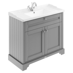 Old London 1000mm 2 Door Vanity Unit and Basin with 1 Tap Hole - Storm Grey