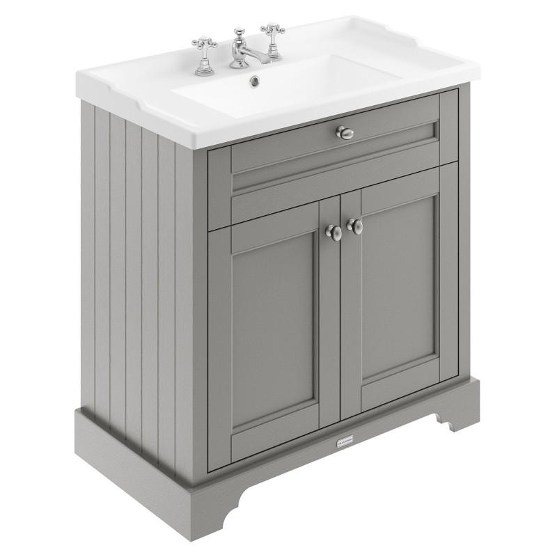 Old London 800mm 2 Door Vanity Unit and Basin with 3 Tap Holes - Storm Grey Old London 800mm 2 Door Vanity Unit and Basin with 3 Tap Holes - Storm Grey