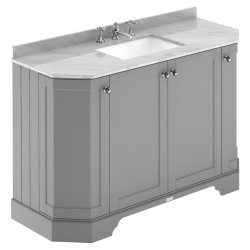 Old London 1200mm 4 Door Angled Unit & Grey Marble Top 3 Tap Holes - Storm Grey