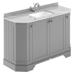 Old London 1200mm 4 Door Angled Unit & Grey Marble Top 1 Tap Hole - Storm Grey