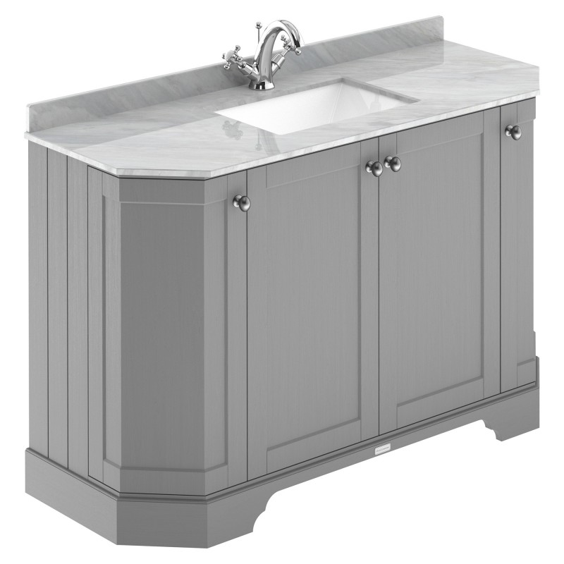 Old London 1200mm 4 Door Angled Unit & Grey Marble Top 1 Tap Hole - Storm Grey Old London 1200mm 4 Door Angled Unit & Grey Marble Top 1 Tap Hole - Storm Grey