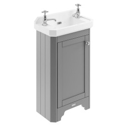 Old London 515mm Single Door Vanity Unit and Basin with 2 Tap Holes - Storm Grey