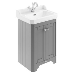Old London 595mm 2 Door Vanity Unit and Basin with 1 Tap Hole - Storm Grey