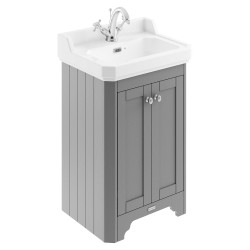 Old London 560mm 2 Door Vanity Unit and Basin with 1 Tap Hole - Storm Grey