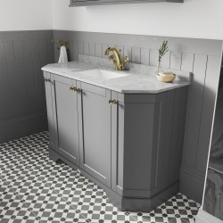 Old London 1000mm 4 Door Angled Unit & Grey Marble Top 1 Tap Hole - Storm Grey