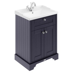 Old London 600mm 2 Door Vanity Unit and Basin with 1 Tap Hole - Twilight Blue