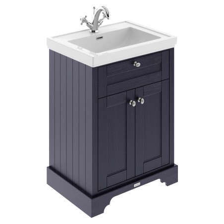 Old London 600mm Freestanding 2-Door Vanity Unit with 1-Tap Hole Fireclay Basin - Twilight Blue