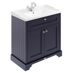 Old London 800mm 2 Door Vanity Unit and Basin with 1 Tap Hole - Twilight Blue