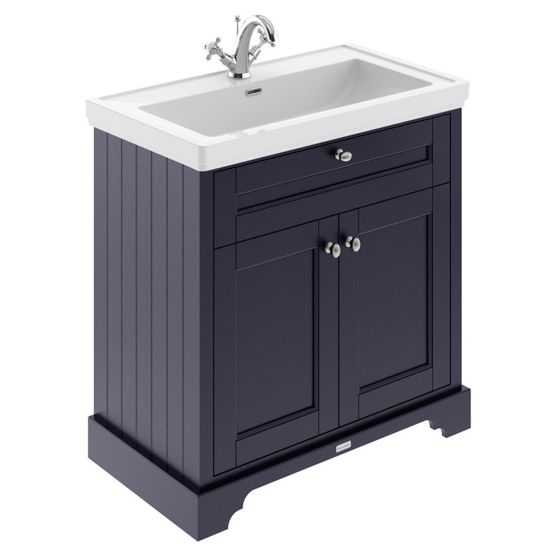 Old London 800mm Freestanding 2-Door Vanity Unit with 1-Tap Hole Fireclay Basin - Twilight Blue Old London 800mm Freestanding 2-Door Vanity Unit with 1-Tap Hole Fireclay Basin - Twilight Blue