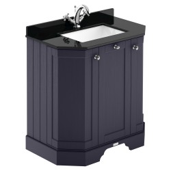 Old London 750mm 3 Door Angled Unit & Black Marble Top 1 Tap Hole - Twilight Blue