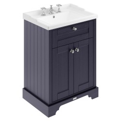 Old London 600mm 2 Door Vanity Unit and Basin with 3 Tap Holes - Twilight Blue