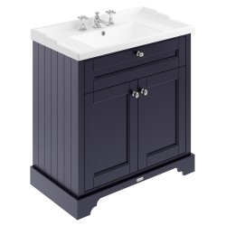 Old London 800mm 2 Door Vanity Unit and Basin with 3 Tap Holes - Twilight Blue