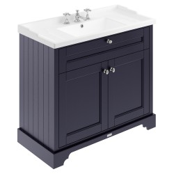 Old London 1000mm 2 Door Vanity Unit and Basin with 3 Tap Holes - Twilight Blue