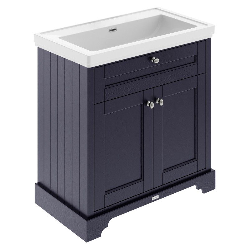 Old London 800mm Freestanding 2-Door Vanity Unit with 0-Tap Hole Fireclay Basin - Twilight Blue Old London 800mm Freestanding 2-Door Vanity Unit with 0-Tap Hole Fireclay Basin - Twilight Blue