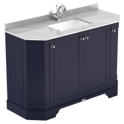 Old London 1200mm 4 Door Angled Unit & Grey Marble Top 1 Tap Hole - Twilight Blue