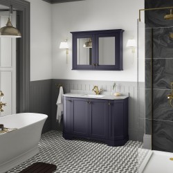 Old London 1200mm 4 Door Angled Unit & Grey Marble Top 1 Tap Hole - Twilight Blue - Insitu