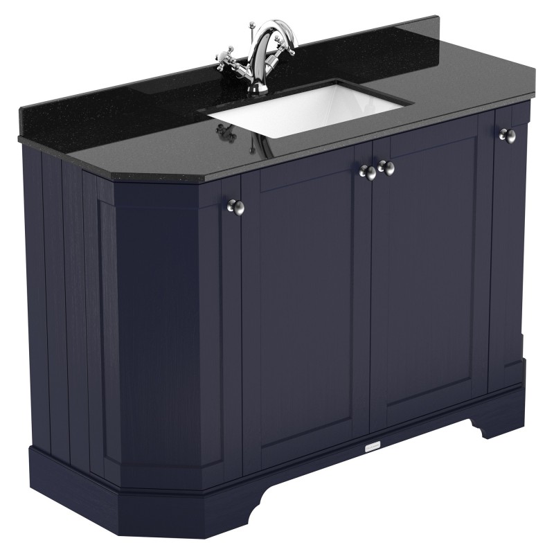 Old London 1200mm 4 Door Angled Unit & Black Marble Top 1 Tap Hole - Twilight Blue Old London 1200mm 4 Door Angled Unit & Black Marble Top 1 Tap Hole - Twilight Blue