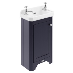 Old London 515mm Single Door Vanity Unit and Basin with 2 Tap Holes - Twilight Blue
