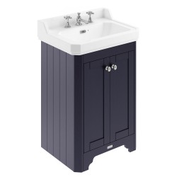 Old London 595mm 2 Door Vanity Unit and Basin with 3 Tap Holes - Twilight Blue