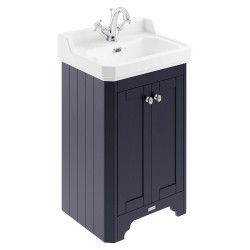 Old London 560mm 2 Door Vanity Unit and Basin with 1 Tap Hole - Twilight Blue
