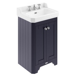 Old London 560mm 2 Door Vanity Unit and Basin with 3 Tap Holes - Twilight Blue