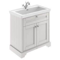 Old London 800mm Freestanding 2-Door Vanity Unit with 1-Tap Hole Fireclay Basin - Timeless Sand