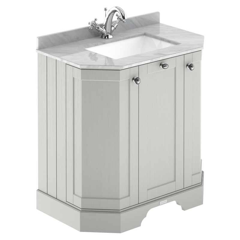 Old London 750mm 3 Door Angled Unit & Grey Marble Top 1 Tap Hole - Timeless Sand Old London 750mm 3 Door Angled Unit & Grey Marble Top 1 Tap Hole - Timeless Sand