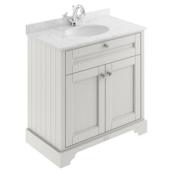 Old London 800mm 2 Door Vanity Unit with Grey Marble Top and Basin with 1 Tap Hole - Timeless Sand