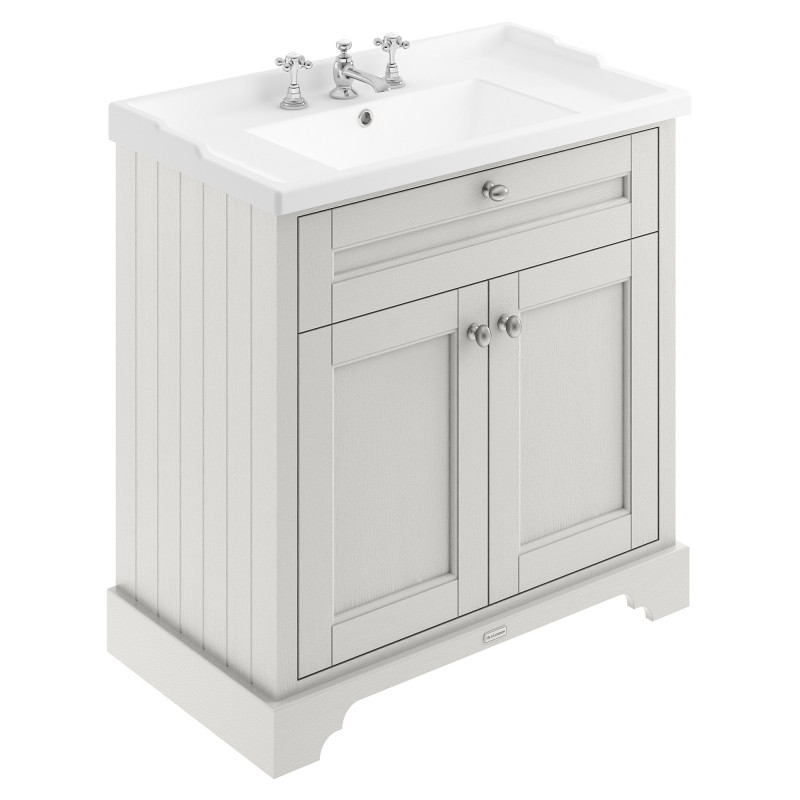 Old London 800mm 2 Door Vanity Unit and Basin with 3 Tap Holes - Timeless Sand Old London 800mm 2 Door Vanity Unit and Basin with 3 Tap Holes - Timeless Sand
