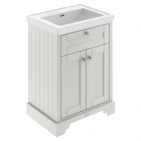 Old London 600mm Freestanding 2-Door Vanity Unit with 0-Tap Hole Fireclay Basin - Timeless Sand