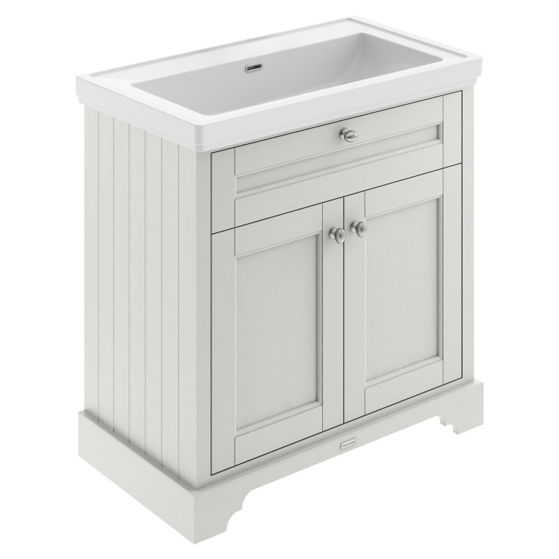 Old London 800mm Freestanding 2-Door Vanity Unit with 0-Tap Hole Fireclay Basin - Timeless Sand