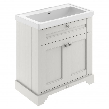Old London 800mm Freestanding 2-Door Vanity Unit with 0-Tap Hole Fireclay Basin - Timeless Sand