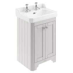 Old London 595mm 2 Door Vanity Unit and Basin with 2 Tap Holes - Timeless Sand